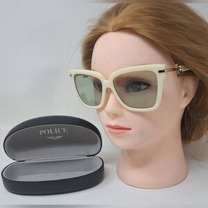 Salvatore Ferragamo Sunglasses Ivory Cream Green Temple Logo SF1085S  57-16-140